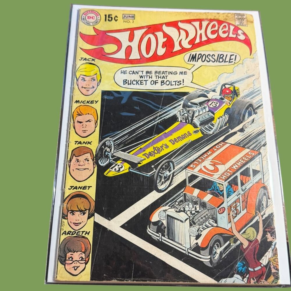 Hot Wheels #2 DC Comics 1970 Vintage Bronze Age Race Car Comic Book G-725
